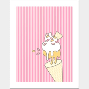 Icecream Gravity Strawberry Posters and Art